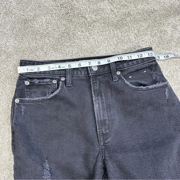 Abercrombie & Fitch Curve Love The Mom High Rise Skinny Jean Black Destroy 26 2R - Picture 12 of 15